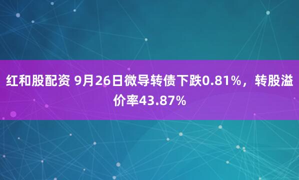 红和股配资 9月26日微导转债下跌0.81%，转股溢价率43.87%