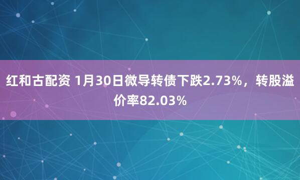 红和古配资 1月30日微导转债下跌2.73%，转股溢价率82.03%